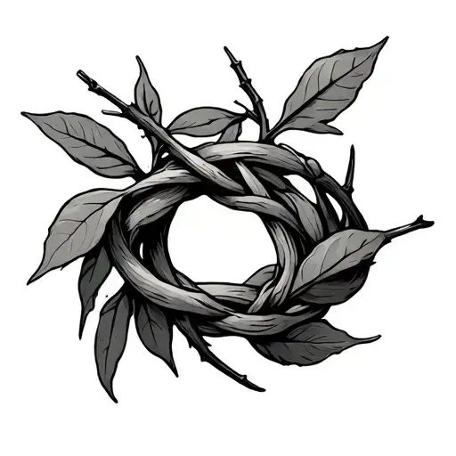 Wrap Around Olive Branch With Thorns Intertwined