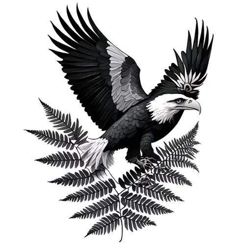 Eagle And Nz Fern Leaf