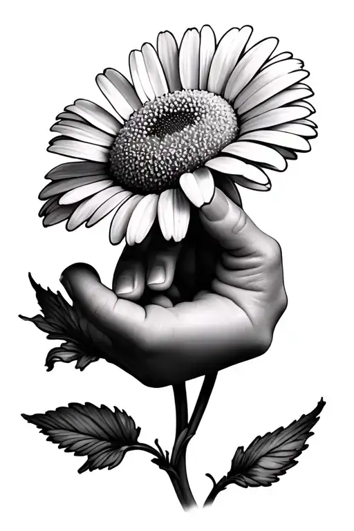 Baby Hand Holding Daisy Flower