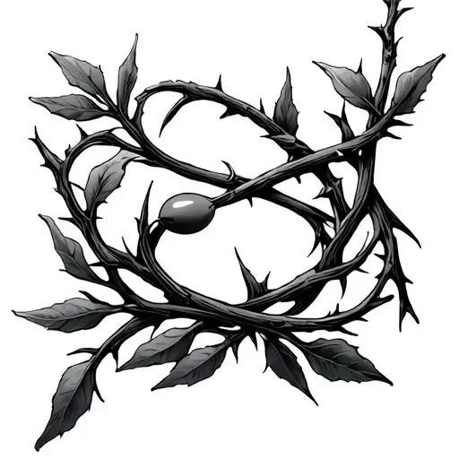 Wrap Around Olive Branch With Thorns Intertwined