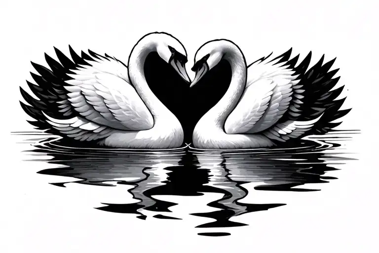 Swans Making A Heart