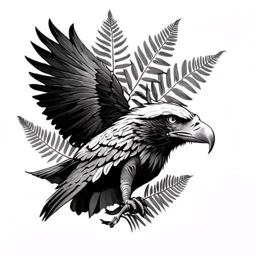 Eagle And Nz Fern Leaf
