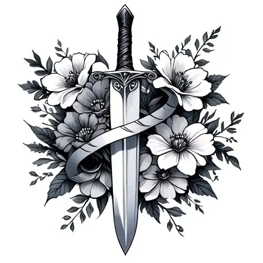 Flowers Wrapping Around Sword Wrapped