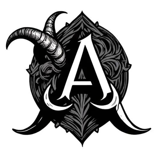 Inital A With Horns Simple Outline