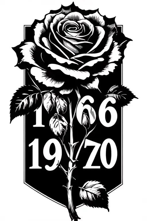 Can You Write In Roman The Dates 1966 And 1970 With A Rose That Goes Behind The Dates Diagonally