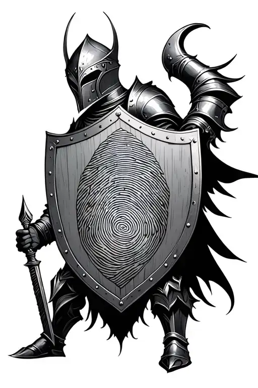 Knight With Fingerprint On Shield Adorned