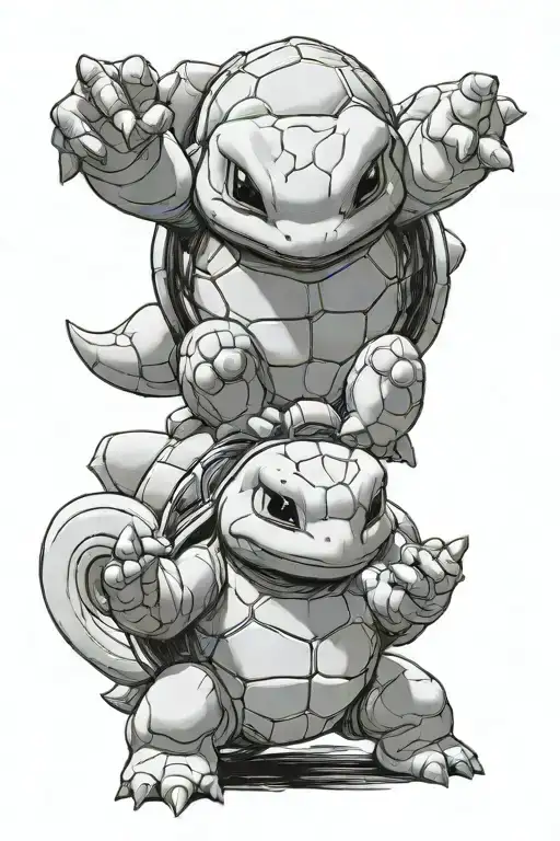 Squirtle And Blastoise Holding Hands Holding