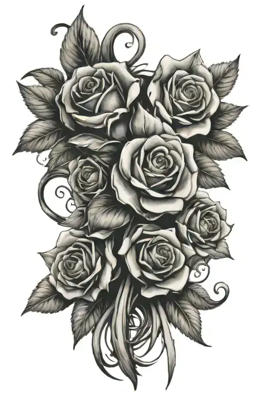 Spine Tattoo With Bows And Roses Intertwined