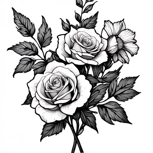 Fine Line Roses And Daffodils Vine Wrapping