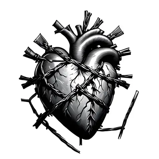 Heart Wrapped In Razor Wire Wrapped