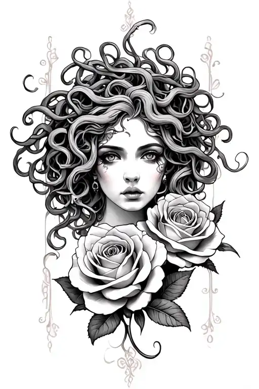 Medusa La Mailuse And Rose Intertwined