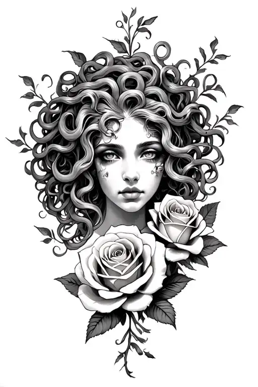 Medusa La Mailuse And Rose Intertwined