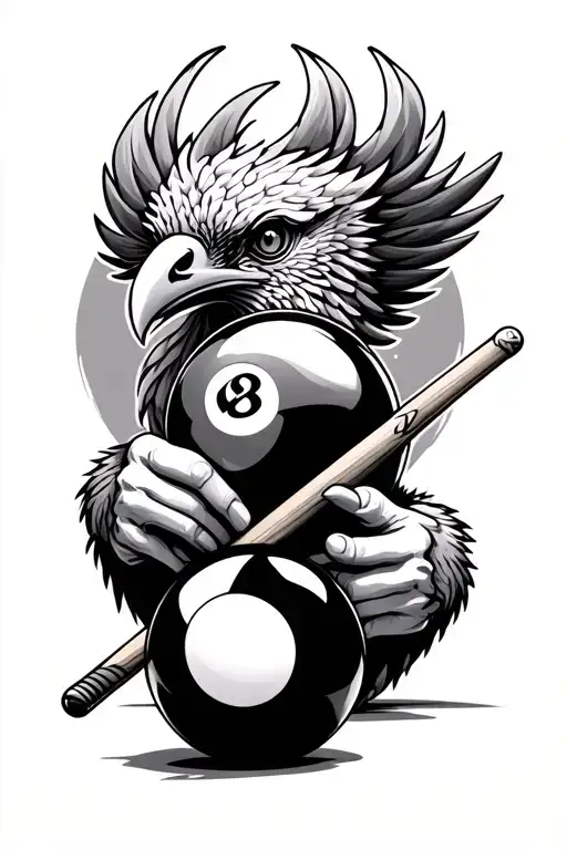 Billiards Pheonix Holding 8 Ball And Cue