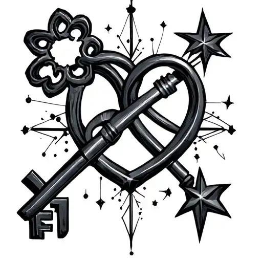 Key And Star Constellation Intertwined