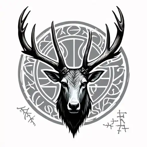 Viking Rune Stag Head