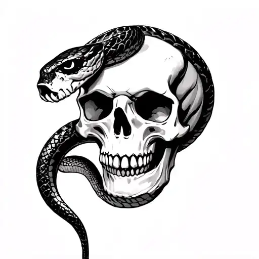 Skull With Snake