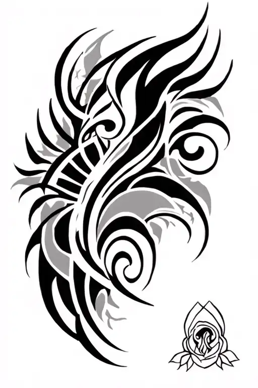 Simple Tribal Inspired Tatoo That Goes Down Side Of Torso And Connects To Shoulder