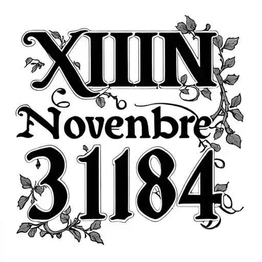 November 31St 1984 Roman Numerals With Vines And Cursive Writing