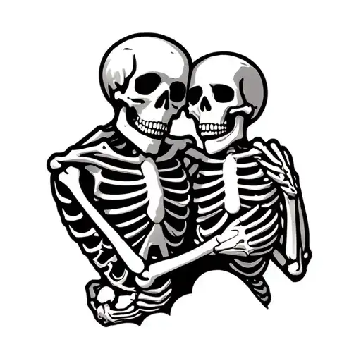 Two Skeletons Holding A Baby Skeleton