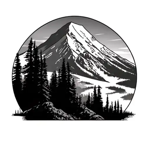 Mount Rainier And Trees