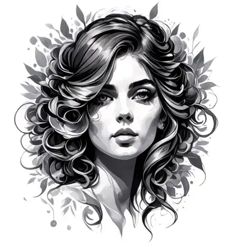 Black And Grey Lady Face