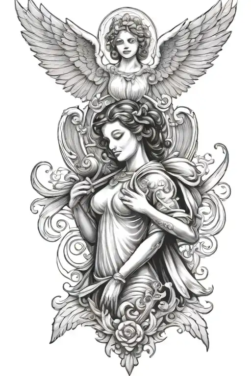 Neck Tattoo Guardian Angel