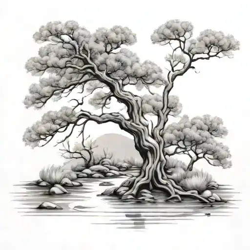 Tamarisk Tree With Stream