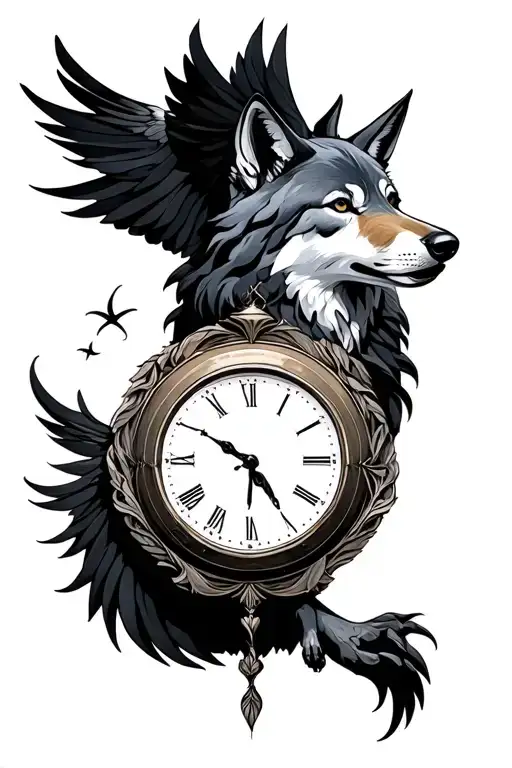 Ltime Clock Wolf Sun Shine Birds