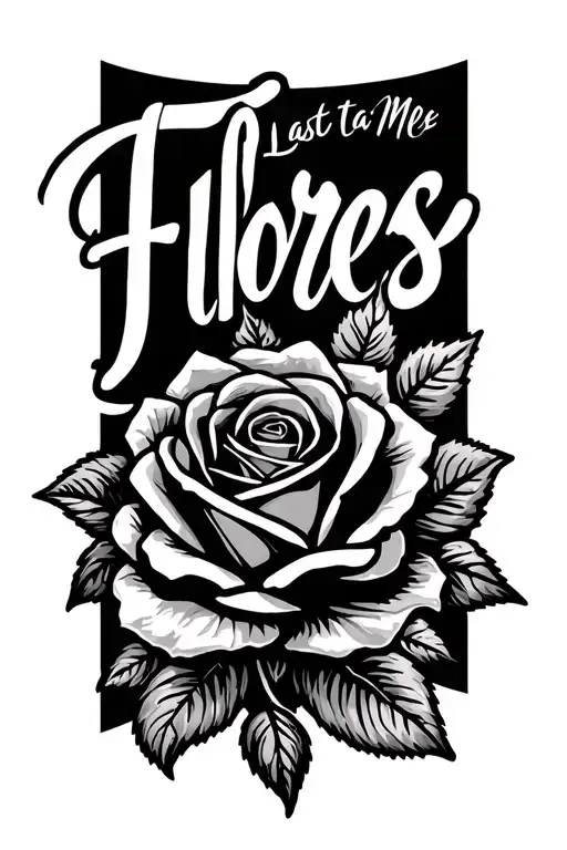 Create Me A Forearm Old English Cursive Font Tattoo With The Last Name Flores And A Rose