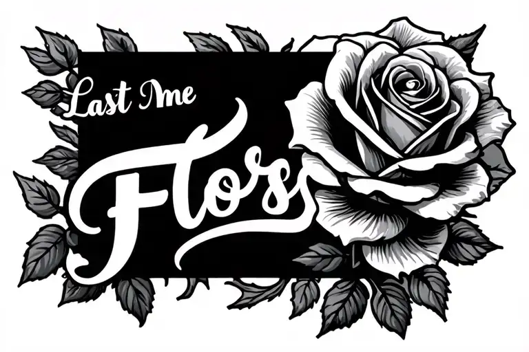 Create Me A Forearm Old English Cursive Font Tattoo With The Last Name Flores And A Rose