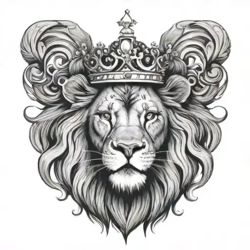 Lion Wearing A Crown Surrounded