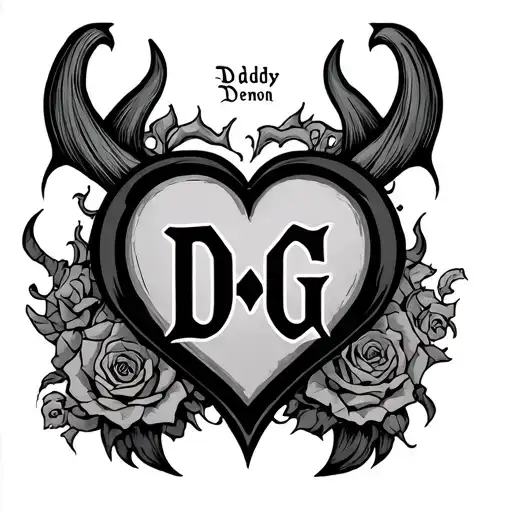 Djg Initials Inside A Heart Above The Phrase Daddy Demon