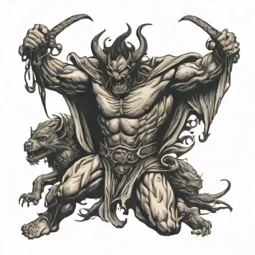 A Figure Fighting Its Demons