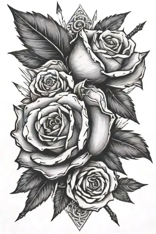 A Rose Turned Into An Arrow With A Stone Tip Cut With A Feather