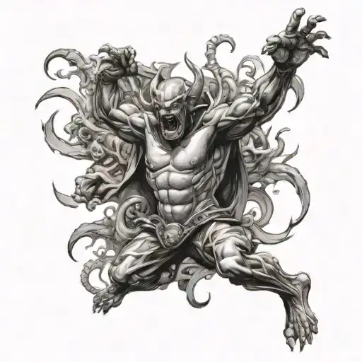 A Figure Fighting Its Demons