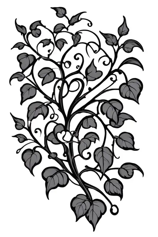 A Vine With Hearts Connected Line