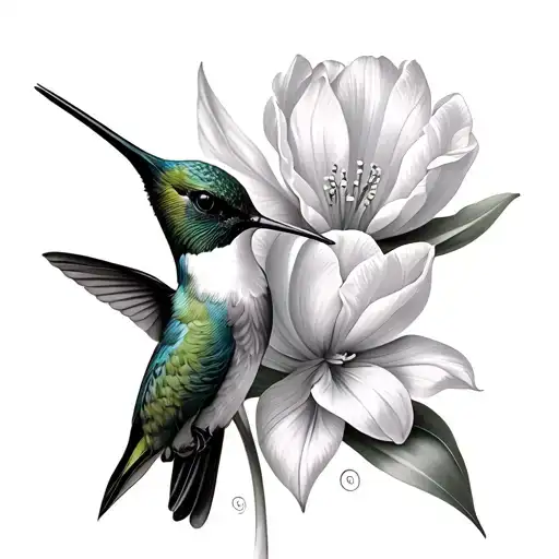 Hummingbird And Tulips