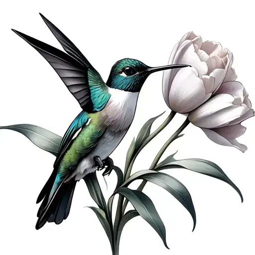 Hummingbird And Tulips