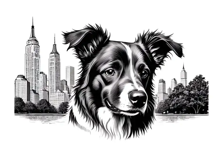 Distinctive Ears Dog And Central Park In New York