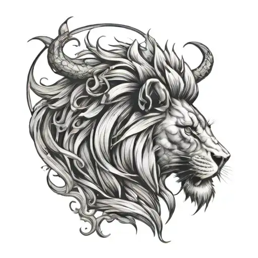 Lion With The Shadow Of A Dragon