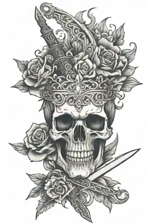 Sword God Skull Flowers Light