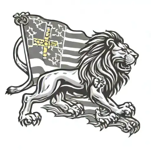 Lion And Maryland Flag