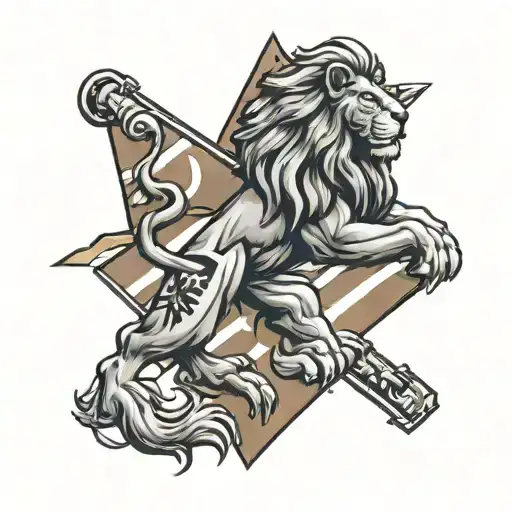 Lion Head And Maryland Flag Intertwined