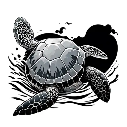 Sea Turtle Wave Sunrise