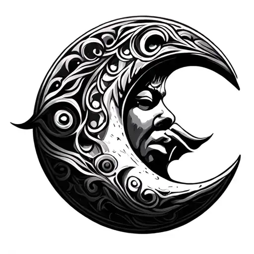 Cresent Moon In A Maori Style