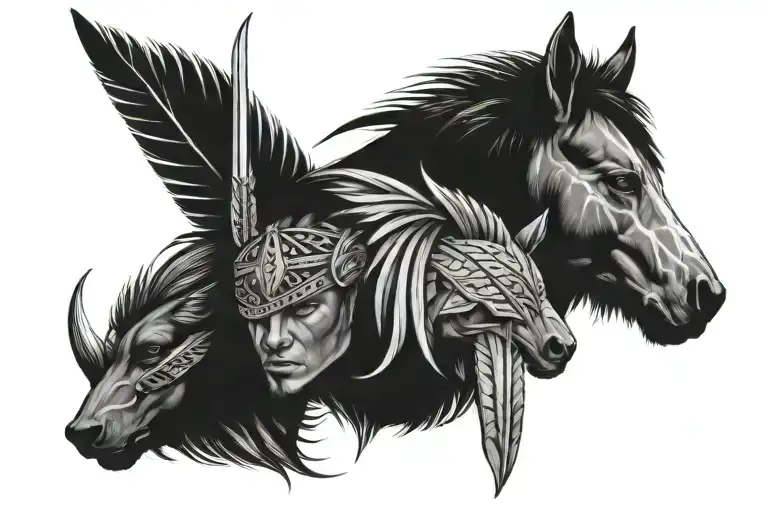 Cherokee Spears Crossed Together