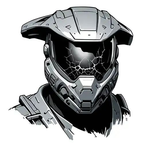 Halo Odst Helmet With Cracked Visor