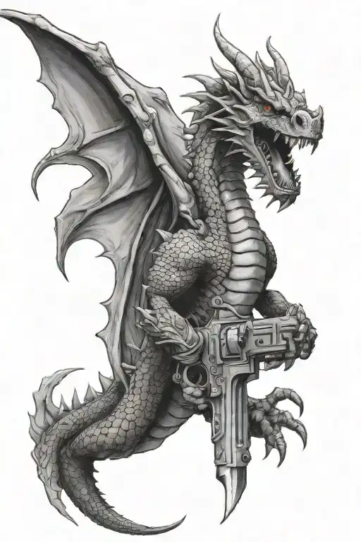 Scary Dragon Aiming A Gun