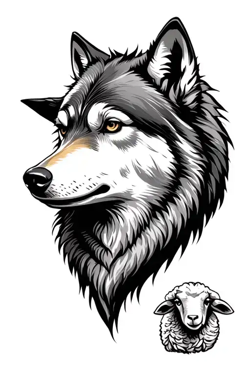 Big Bad Wolf And Sheep Head