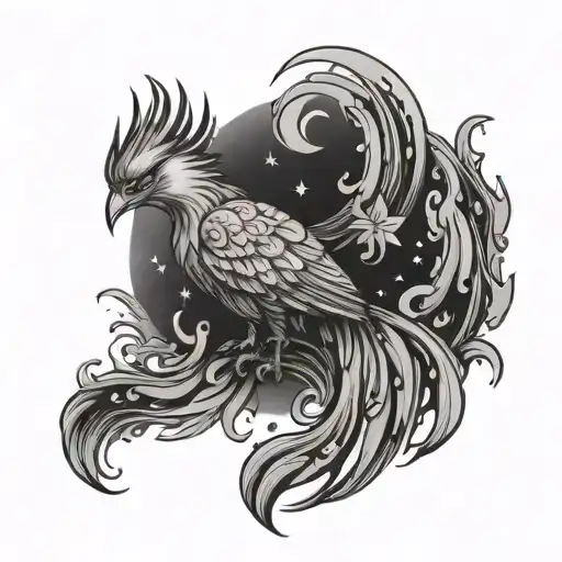 Phoenix With Moon Stars Semicolon